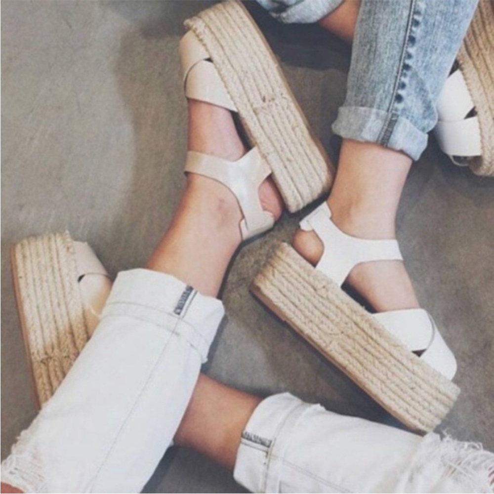 Jeffrey Campbell White Espadrille Platform Sandals